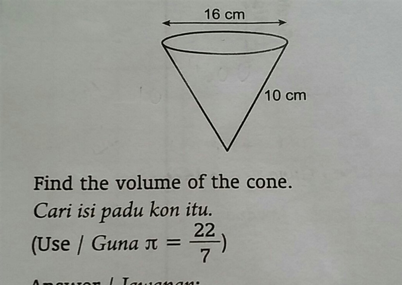 How to find the volume of the cone?-example-1