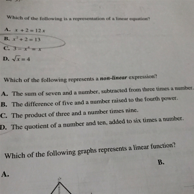 Which of the following represents a non linear expression??-example-1