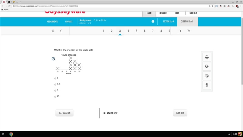 What is the median of the data set?-example-1