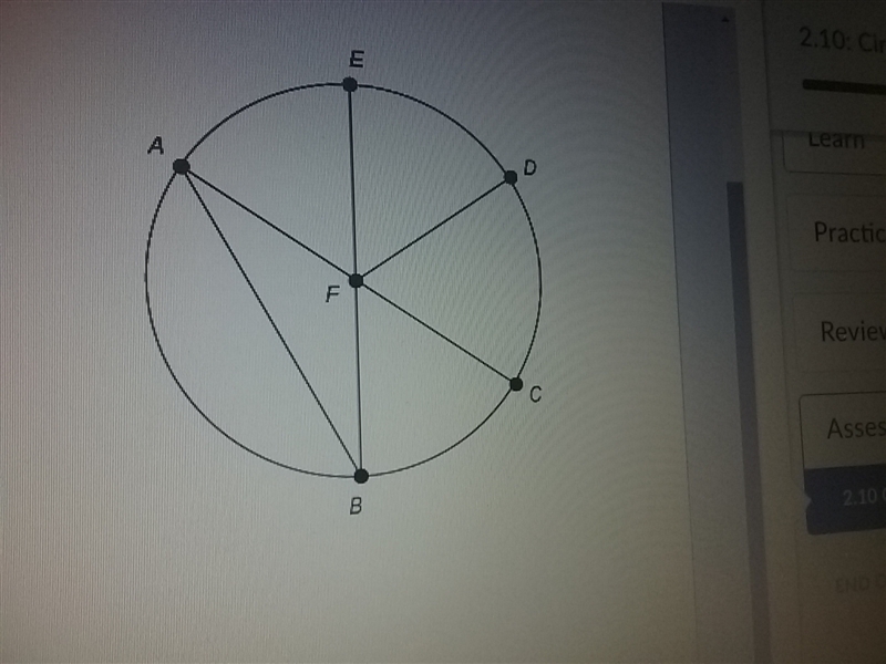 Which line segment is a radius of circle F? A BF B. AB C. AC D. BE-example-1