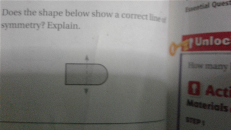 Does the shape below show a correct line of symmetry-example-1