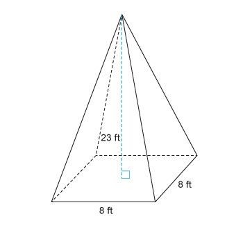 What is the approximate volume of the pyramid? A. 184 ft3 B. 368 ft3 C. 491 ft3 D-example-1