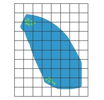 Each square on the grid represents 1 yd2. What is the approximate area of this pond-example-1