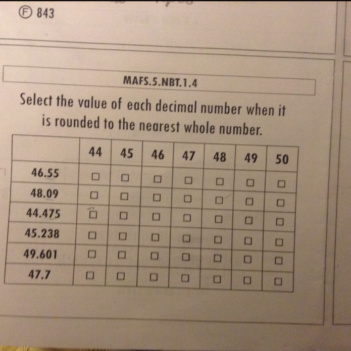 Select the value of each decimal number when it is rounded to the nearest whole number-example-1