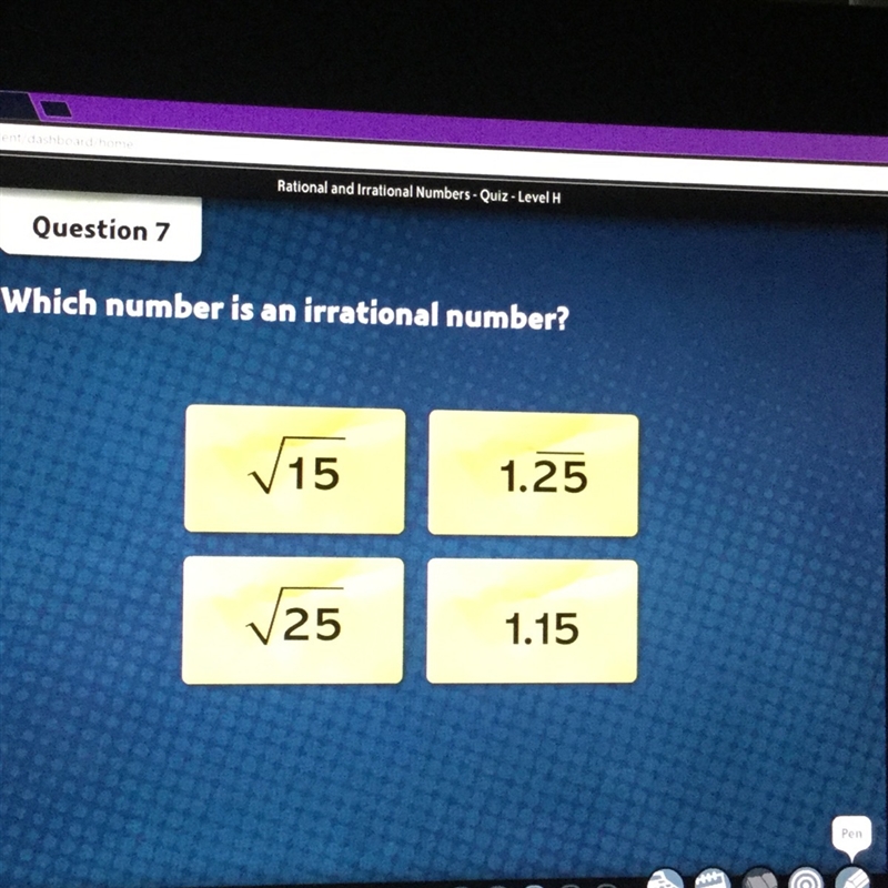 Which number is an irrational number. Explain why you chose that answer....-example-1