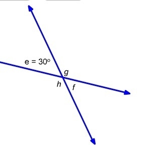 What is the measure of angle f? A) 30° B) 60° C) 150° D) 75-example-1