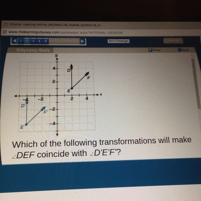 A) reflection across the y-axis and then translated down 5 units B) reflection across-example-1