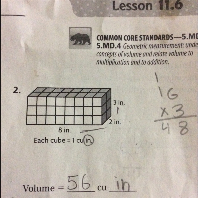 Use the unit given.find the volume-example-1