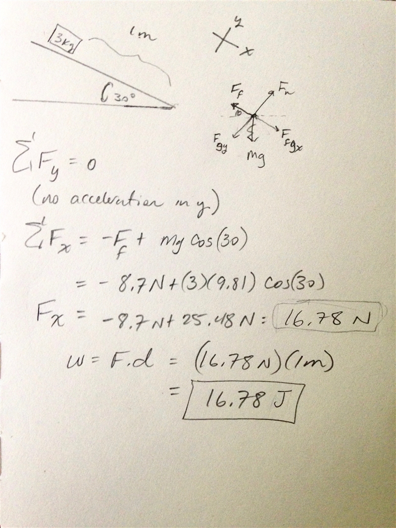 A block of mass 3 kg slides down an inclined plane inclined at 30° with respect to-example-1