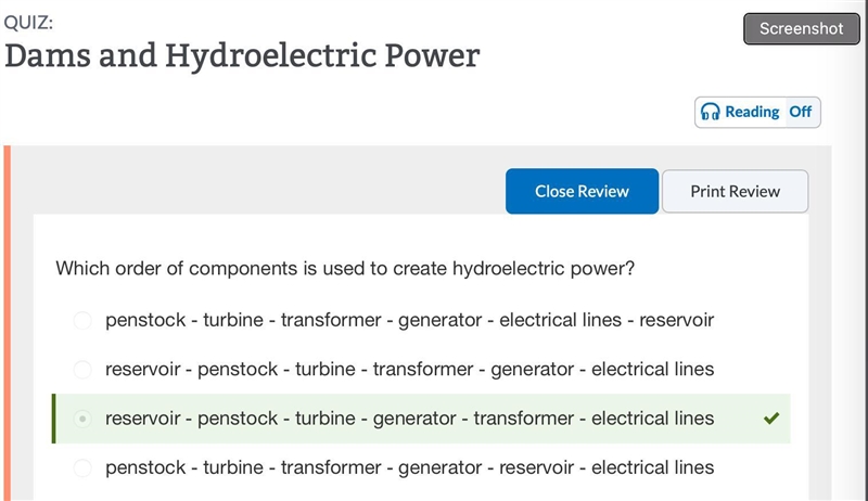 What components must be built to create hydroelectric power? penstock - turbine - transformer-example-1