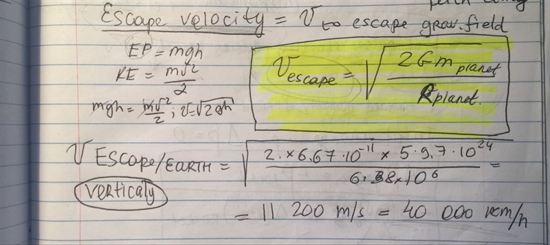 What is the ratio of escape speed from earth to circular orbital speed? ignore air-example-1