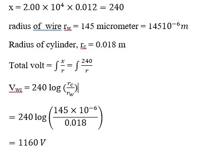 What potential difference vwc between the wire and the cylinder produces an electric-example-1