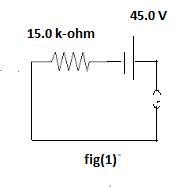 1. A 15.0 kΩ resistor is hooked up to a 45.0 V battery in a circuit with a switch-example-1