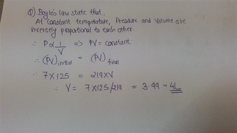 The gas in a cylinder has a volume of 7 liters at a pressure of 125 kPa. The pressure-example-1