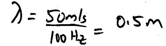 A wave has a speed of 50m/sec if its frequency is 100 hz what's it's wavelength-example-1