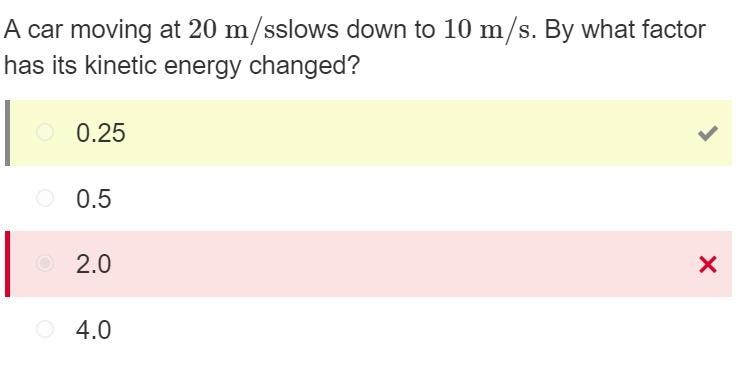 A car moving at 20m/s slows down to 10 m/s find the change in kinetic energy-example-1