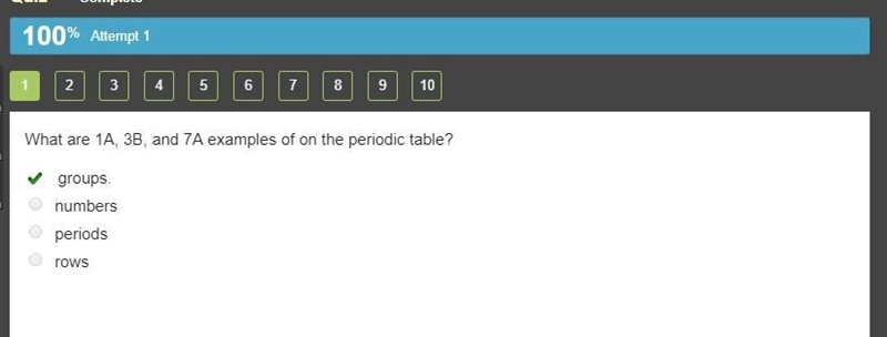 1A, 3B, and 7A are examples of group ___ on the periodic table. Name Number Periods-example-1