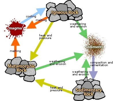 The diagram below shows a portion of the rock cycle.-example-1