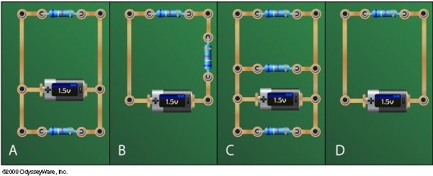 Which of the following illustrates 2 resistors in a series circuit?-example-1