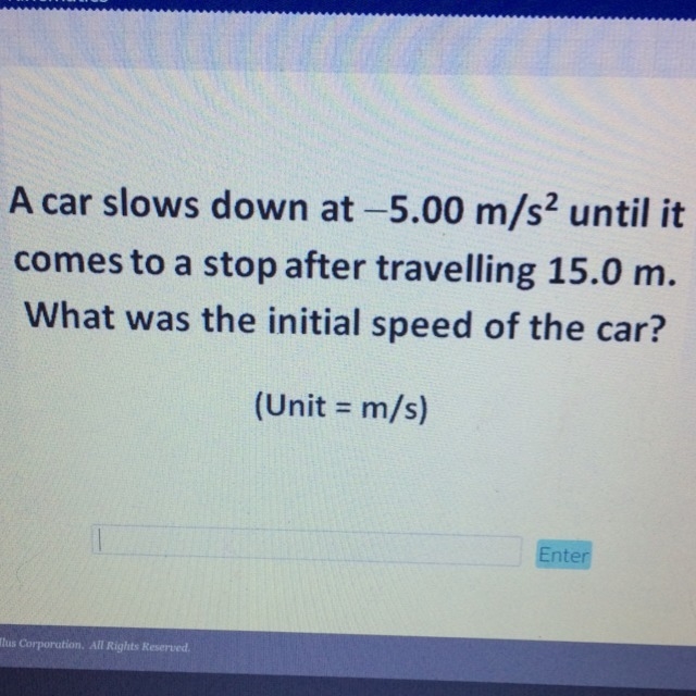 What was the initial speed of the car?-example-1