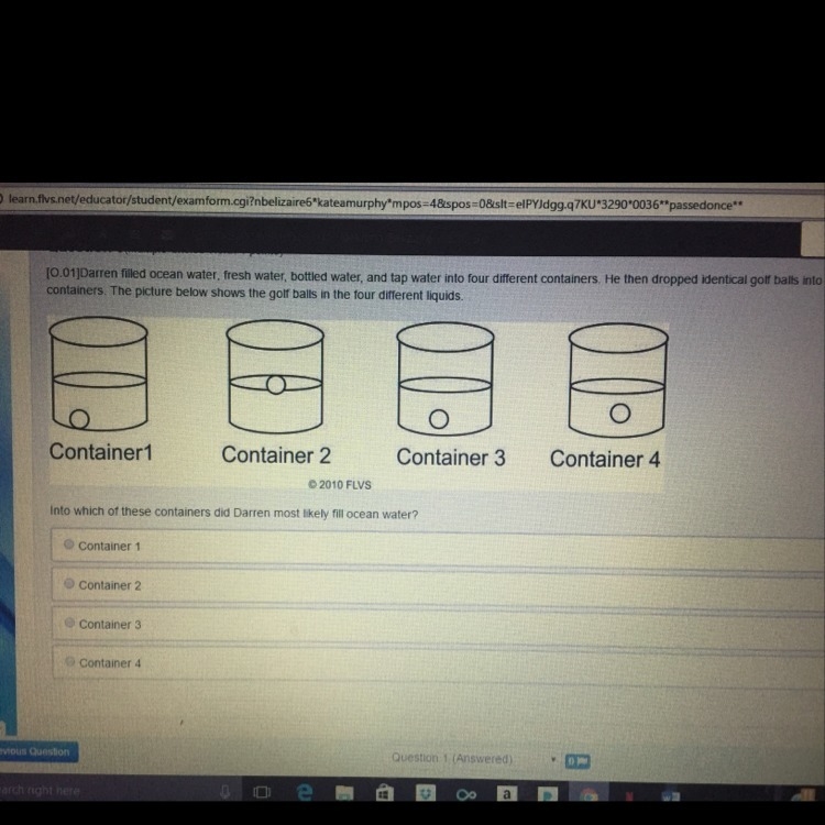 Darren filled ocean water, fresh water, bottled water, and tap water into four different-example-1