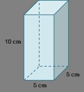 Find the volume of a box with a length of 5 cm, a width of 5 cm, and a height of 10 cm-example-1