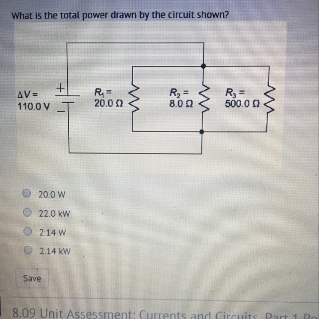 What is the total power drawn by the circuit shown?-example-1