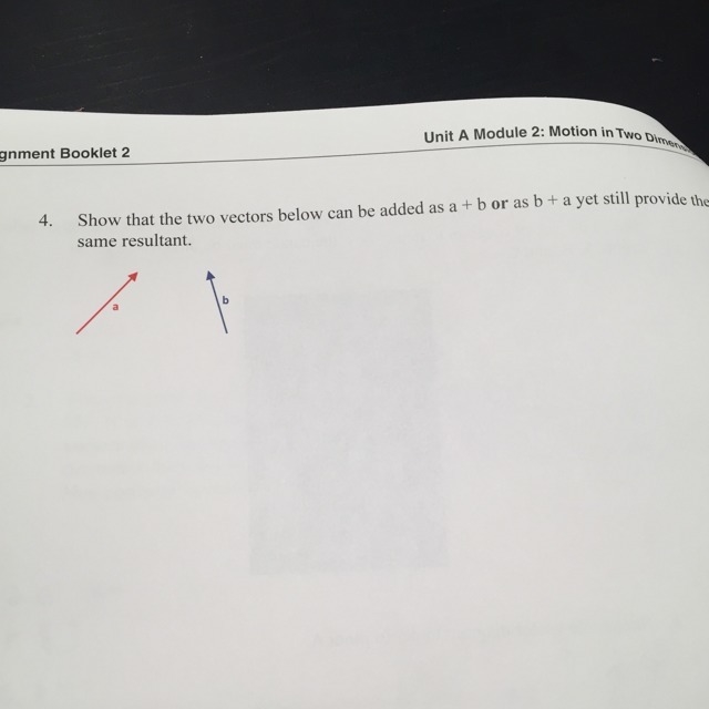 Extremely confused. "Show that the two vectors can be added as a + b or as b-example-1