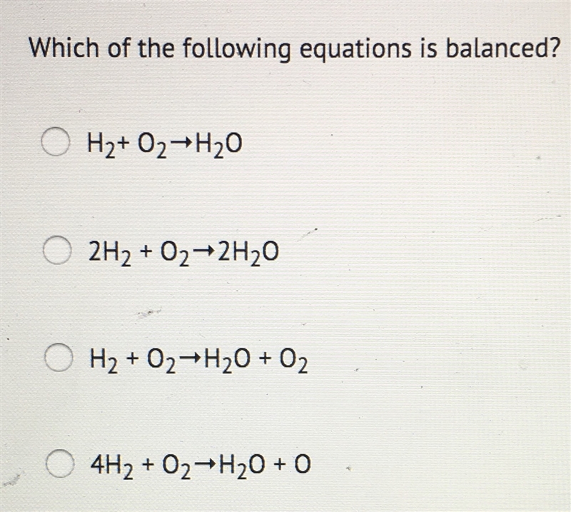 Which of the following equations is balanced?-example-1