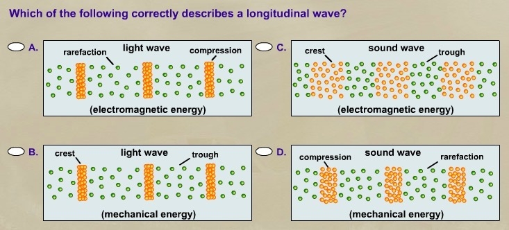 Which of the following correctly describes a longitudinal wave-example-1