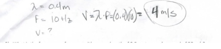 What is the speed of a wave that has a wavelength of 0.4 meter and a frequency of-example-1