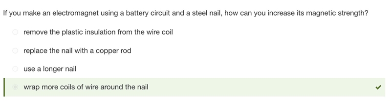 1.) Why is an electromagnet a temporary magnet? Question options: An electromagnet-example-3