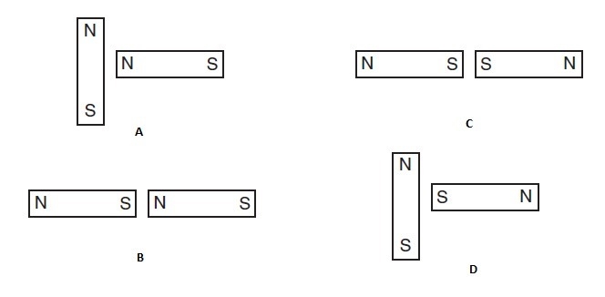 Which position of two magnets results in the greatest repulsion between the magnets-example-1