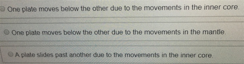 Which of the following explains how movement of material within Earth causes volcanic-example-1