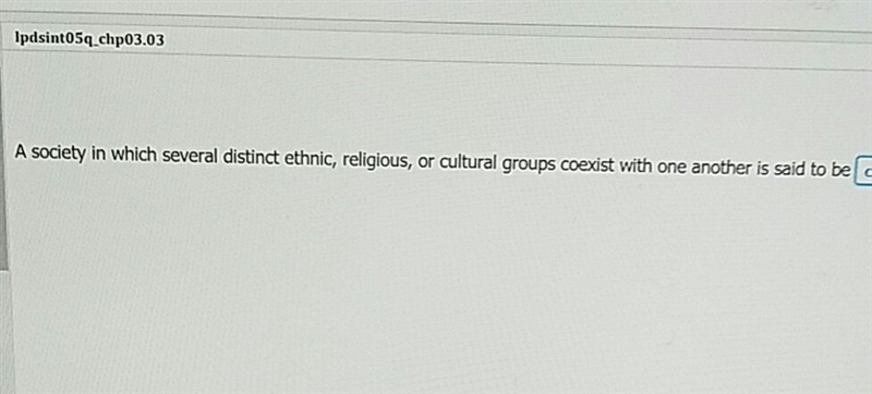 a society in which several distinct ethnic, religious or cultural group coexist with-example-1