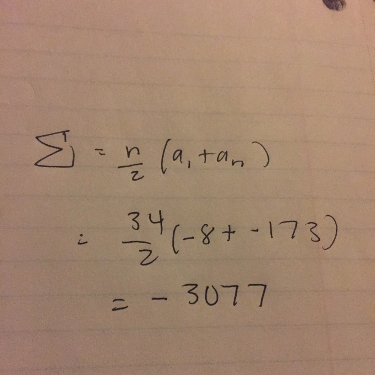 Find the sum of the first 34 terms of the arithmetic sequence whose first term is-example-1