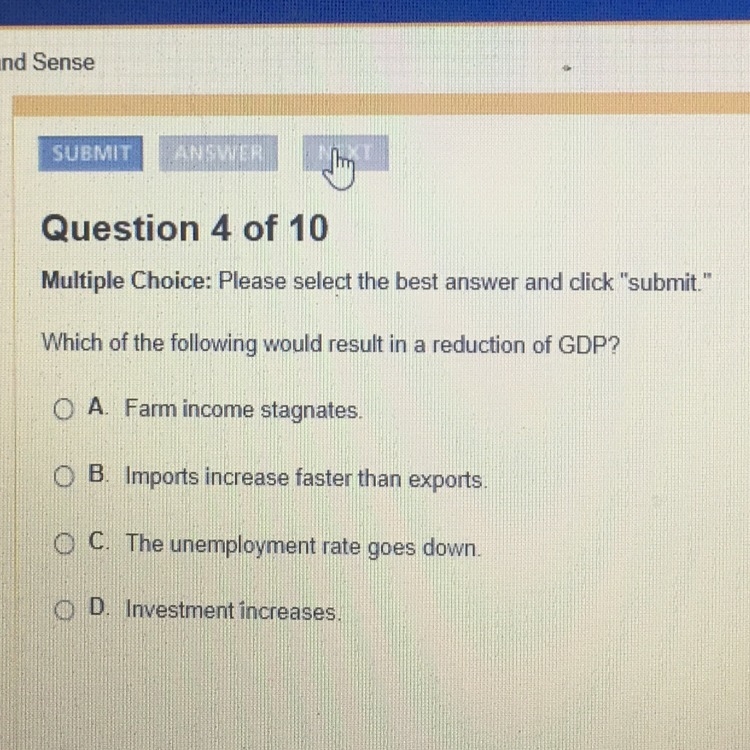 Which of the following would result in a reduction of GDP-example-1