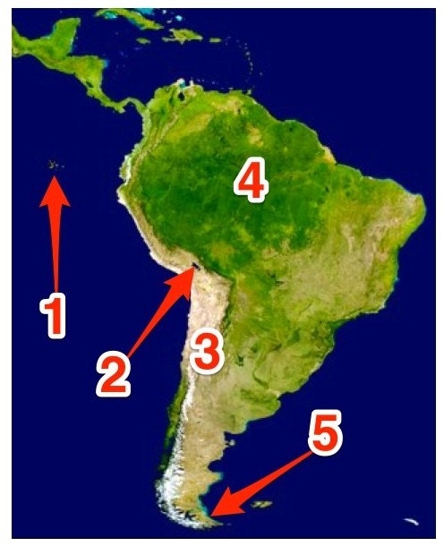 Which of these is represented by the number 4 on the map? A) The Amazon River B) The-example-1