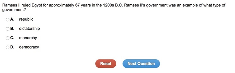 Ramses II ruled Egypt for approximately 67 years in the 1200s B.C. Ramses II's government-example-1