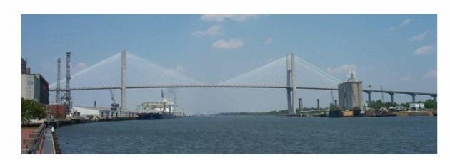 The Talmadge Bridge, which spans the Savannah River, was rebuilt in 1987. The Port-example-1