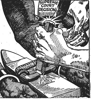 This editorial cartoon MOST likely refers to A) the Voting Rights Act. B) Plessy v-example-1