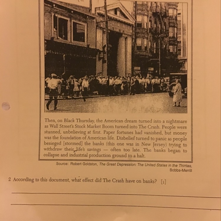 According to this document, what effect did the crash have on banks?-example-1