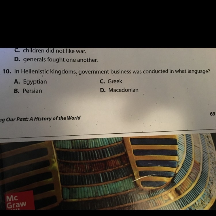 In Hellenistic kingdoms, government business was conducted in what language?-example-1