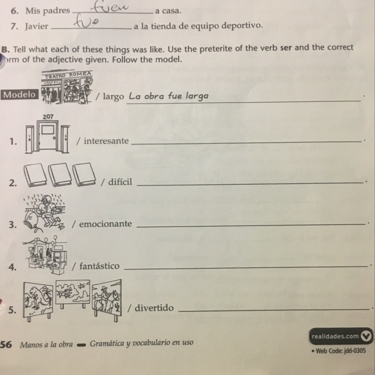 I need help with Spanish part B-example-1