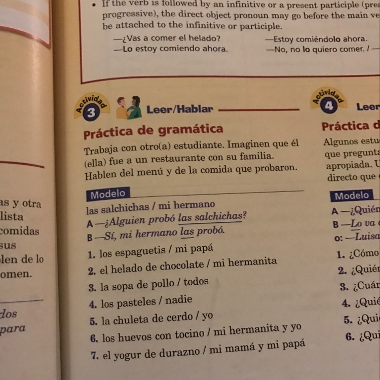 Sentences in spanish with numbers 1-7 with this words-example-1