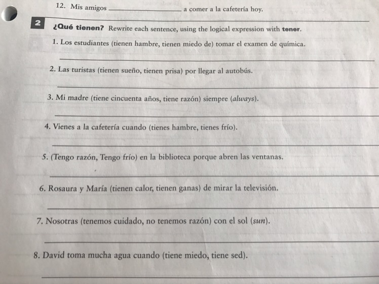 3.4 Present tense of Tener and venir.-example-1