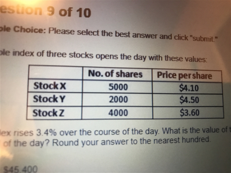 A simple index of three stocks opens the day with these values [ table below ] The-example-1