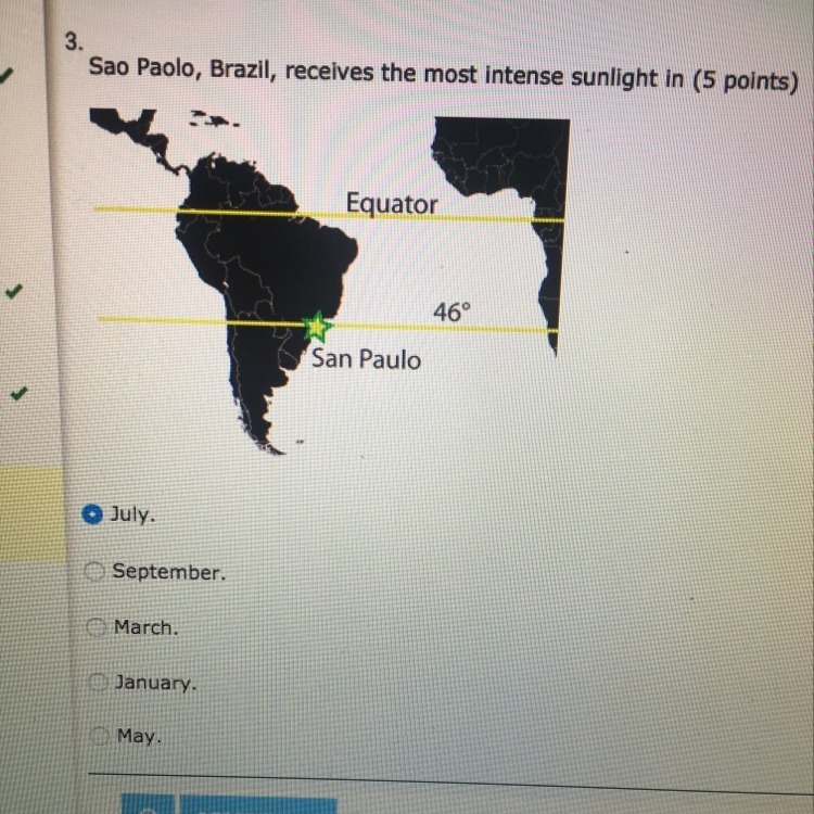 Sao, Paolo, Brazil, receives the most intense sunlight in?-example-1