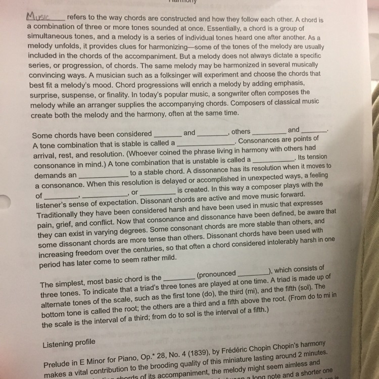 What does Harmony mean in class in Gainesville tx-example-1