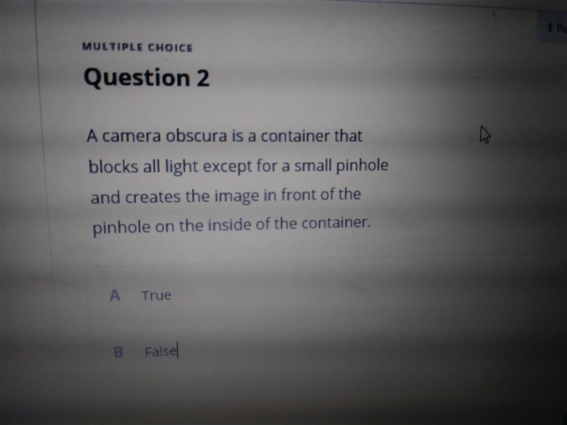 true or false a camera obscura is a container that blocks all light except for a small-example-1